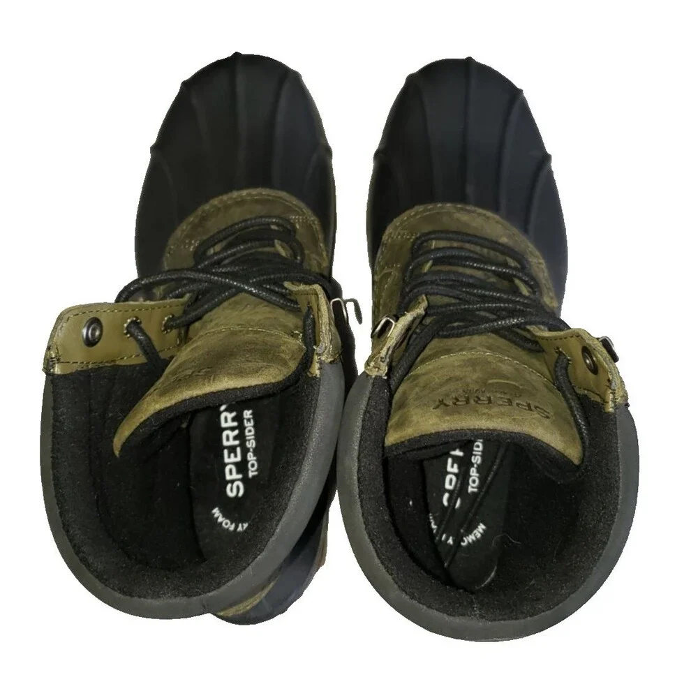 Sperry Top-Sider Brewster Waterproof Duck Boots STS15804 Olive & Black Mens Sz 9